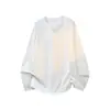 Outono/Inverno 2026 Novo Masculino Gola V Manga Longa Solto Veludo Alemão Camiseta Simples Tamanho Grande Moda Casual Pulôver Camisa Básica