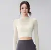 Nuevo Malla Empalmada Ropa de Yoga de Gama Alta para Mujer Mallas de Manga Larga Tops Deportivos Profesionales para Gimnasio y Running
