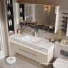 Baño Combinación de Gabinete de Baño Estilo Crema Pizarra Cerámica Lavabo Integrado de Termocurvado Inodoro Lavado