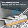 Cepillo Mágico Escoba, Cepillo Limpiador de Piso 3 en 1 con Rasqueta, Mango Largo Forma de V Cerdas Rígidas, Escoba Giratoria 180 Grados para Limpiar Cocina, Baño, Vidrio, Azulejo, Gris