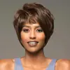 Peruca cabelo curto cacheado Amazon AliExpress cabelo curto liso franja curta fofa peruca feminina castanho escuro uma geração de cabelo