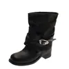 Botas Plataforma com Fivela Retrô para Mulheres, Novidade Outono 2026 Botas Curtas Vintage de Cavaleiro, Botas de Tornozelo Martin para Meninas Badass de Motocicleta