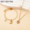 Set de Collar y Pulsera de Corazón con Circonita de Lujo Ligero, Colgante de Luna con Perla Chapado en Oro, Accesorio Versátil de Alta Gama Estilo Ins para Mujer
