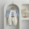 Mono de algodón para bebé, ropa de abrigo, mangas azules, bonito traje de escalada con dibujos animados de jingle, otoño 2024