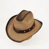 Sombrero de paja cortavientos y protector solar de estilo playero primavera y verano para comercio exterior transfronterizo para hombres y mujeres, sombrero de vaquero estilo étnico europeo y americano