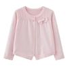 Cardigan de Punto Versión Coreana 2026 para Niños Pequeños y Medianos, Chal Pequeño de Algodón con Lazo para Niña, Camiseta de Aire Acondicionado para Niña
