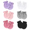 Comercio exterior Guantes de color liso europeos y americanos para recién nacidos Refuerzo elástico Guantes faciales antiarañazos Guantes elásticos para bebés 0-1 años