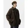 Chaqueta de cuero casual de alta calidad para hombre, estilo americano de otoño, diseño holgado, chaqueta de trabajo, marca de moda, abrigo de cuero versátil con cuello de solapa