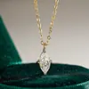 Colgante Marquise para Mujer Chapado en Oro de 14K Plata de Ley 925 Collar de Moissanita Suministro Exclusivo Transfronterizo