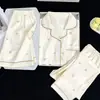 Conjunto de Pijama de Tres Piezas Simple Casual de Nube Verano Nuevo Manga Corta Shorts Pantalones Largos Ropa de Casa Delgada Verano Lindo