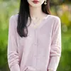 Cardigan de Tricô Fino de Seda de Gelo com Decote em V Estilo Minimalista para Mulheres, Top Azul de Verão com Mangas Longas Solto, Camisa para Ar Condicionado