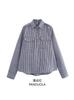 Outono 2024 Novo Estilo Europeu e Americano Moda Temperamento Simples All-match Design Sense Manga Longa Lapela Casual Camisa Xadrez