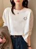 Camiseta de Manga Larga de Algodón Puro para Mujer 2026 Nueva Primavera y Otoño Cuello Redondo Moderna y Elegante Camiseta Interior Reductora de Edad