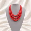 Collar de perlas de vidrio estilo cheongsam multicapa, nuevo estilo retro, cadena de clavícula, cadena de lana de doble capa, cadena de cuello de vidrio de tres capas