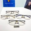 Gafas de Montura Completa Casual de Negocios para Hombre 88017 Ultra Ligeras Montura Semi de Titanio Varilla de Acero Plástico Super Elástica Resistente