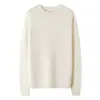 Suéter de Cachemira de Primera Línea para Mujer Otoño e Invierno Cuello Redondo Color Sólido Jersey Corto Holgado Suéter Base Suéter Sin Costuras