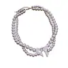 Pulsera y Collar de Doble Capa con Lazo de Perlas Cadena para Clavícula Estilo Palacio Francés Set de Joyería Versátil de Lujo Ligero para Mujeres