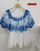 Vestido artístico azul tie-dye hecho a mano de Radix Isatidis de planta pura original, sobrecapas exteriores protectoras solares