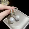 Pendientes de Moda con Aguja de Plata 925, Circonita y Perla, Pendientes Elegantes y con Estilo, Pendientes de Verano, Pendientes de Perlas de Concha de Gama Alta para Mujer