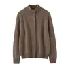 Cárdigan de cachemira con cuello alto, nuevo modelo otoño e invierno 2026, camisa básica de botones para mujer, estilo elegante, color liso, abrigo holgado y favorecedor