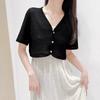 Cárdigan de encaje con protección solar para mujer, abrigo de verano, falda de tirantes, prenda exterior, blusa para aire acondicionado, chaleco, punto de manga corta, chal pequeño