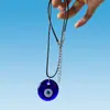 Colar Olho Turco Azul Olho do Diabo Mais Vendido, Corda de Cera Pingente Redondo Olho do Diabo Pulseira