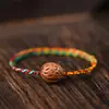 Pulseira de Caroço de Pêssego Selvagem para Bebês e Crianças, um Amuleto Protetor para o Ano de Nascimento, Pulseira Colorida de Madeira de Pêssego Trançada para Segurança