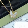 Colar Exquisito Bicolor V Dourado com Escultura Borboleta Marquise Madrepérola Branca Turquesa Diamante Completo Ouro 18K Corrente de Clavícula CNC Não Desbota