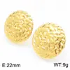 Pendientes Transfronterizos Populares Europeos y Americanos de Acero Inoxidable con un Toque de Lujo, Chapados en Oro de 18 Quilates, Textura Geométrica, Pendientes Redondos, Venta al por Mayor de Joyería