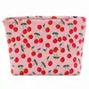 Bolsa de Maquillaje de Pana con Fresas Transfronteriza, Estilo Dulce y Femenino, Bolsa de Almacenamiento de Artículos de Tocador Grande para Viaje, Personalizable