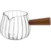 Taza Transparente para Espresso con Mango de Madera, Boca en Forma de V, Accesorio para Barra de Café, Taza Medidora con Escala, Jarra para Espumar Leche, Taza con Pico