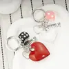 Ins Coreano Dulce Chica Cadena de Corazón Plateado con Lazo Colgante para AirPods Llavero de Chica Decoración Colgante para Bolso