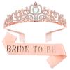 Tocados de Corona de Cristal Europeos y Americanos Cinta para Hombro Cinta para Fiesta Tela Brillante Cinturón BRIDE TO BE Cinturón de Etiqueta Accesorios para el Cabello