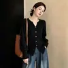 Ropa de mujer de talla grande para primavera y otoño: suéter de punto irregular, adelgazante y que oculta la barriga, con un diseño de hombro regular