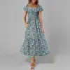 Nova Coleção de Roupas Femininas Verão 2026, Vestidos Europeus e Americanos Transfronteiriços, Vestido Longo Francês Elegante de Cor Sólida com Caimento Ajustado