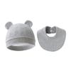 2024 Novo Conjunto de Chapéu de Bebê e Babador para Saliva Chapéu com Capuz de Orelha para Recém-Nascido Babador de Algodão Puro Chapéu Fetal