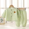 Conjunto de ropa de casa de algodón con diseño de nubes para niños y niñas, cárdigan de verano, pijamas infantiles de dibujos animados, pantalones y top, conjunto de dos piezas para primavera y otoño.
