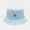 Nuevo Sombrero de Cubo de Algodón Bordado de Corazón de Amor Tendencia Mismo Estilo Sombrero de Pescador para Mujer Sombrero Casual para Exteriores Protección Solar