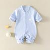 Mono de bebé sin huesos de algodón puro para recién nacidos de otoño, mono con hebilla para las cuatro estaciones, mono para bebé recién nacido
