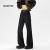 Pantalones sencillos y fluidos para hombre de otoño para la calle, estilo retro americano, versátiles, elegantes, adelgazantes, que alargan las piernas, ligeramente acampanados, pantalones de moda