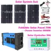 Panel solar 75W portátil para exteriores sistema de almacenamiento de energía solar set inversor 4000W control