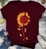 2025 Exportación Nueva Camiseta de Manga Corta Tops Serie Día de la Madre Patrón Estampado de Girasol Manga Corta