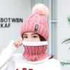 Gorro de invierno Zhenyueqi para mujer, bonito gorro de punto de dos piezas con forro polar y bola de pelo, gorro de lana con letra B