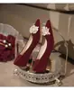 Zapatos de boda burdeos con diseño floral para mujer, tacón bajo de 3 cm, zapatos de novia estilo chino Xiuhe, cómodos para los pies