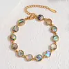 Novo modelo de comércio exterior, sensação de luxo leve e alta qualidade, pulseira de concha de abalone, pulseira de aço inoxidável com concha branca iridescente, requintada e versátil, atacado