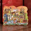 Pegatinas de Refrigerador de Ciudad Lugares Escénicos de Wuzhen Pegatinas Metálicas para Refrigerador Estilo Chino Souvenirs Turísticos Pegatinas Magnéticas Estereoscópicas Culturales y Creativas