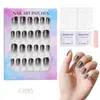 24 Peças de Unhas Postiças Usáveis para Adultos Produtos Acabados Transfronteiriços Patches de Manicure de Alta Qualidade Manicure Amêndoa Removível Atacado
