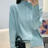 Cárdigan de cuello alto de lana australiana con puño de ganchillo calado de deseo puro estilo coreano, suéter suave de punto liso de moda nuevo para mujer