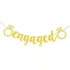 Anillo de Compromiso de Oro Rosa Calado con Diamantes Banner Brillante Decoración de Lugar de Fiesta de Compromiso y Boda Papel