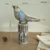 Adornos de Pájaros de Madera Maciza Estilo Mediterráneo con Base de Tocón, Decoraciones Creativas para el Hogar, Manualidades de Escritorio, Venta al por Mayor